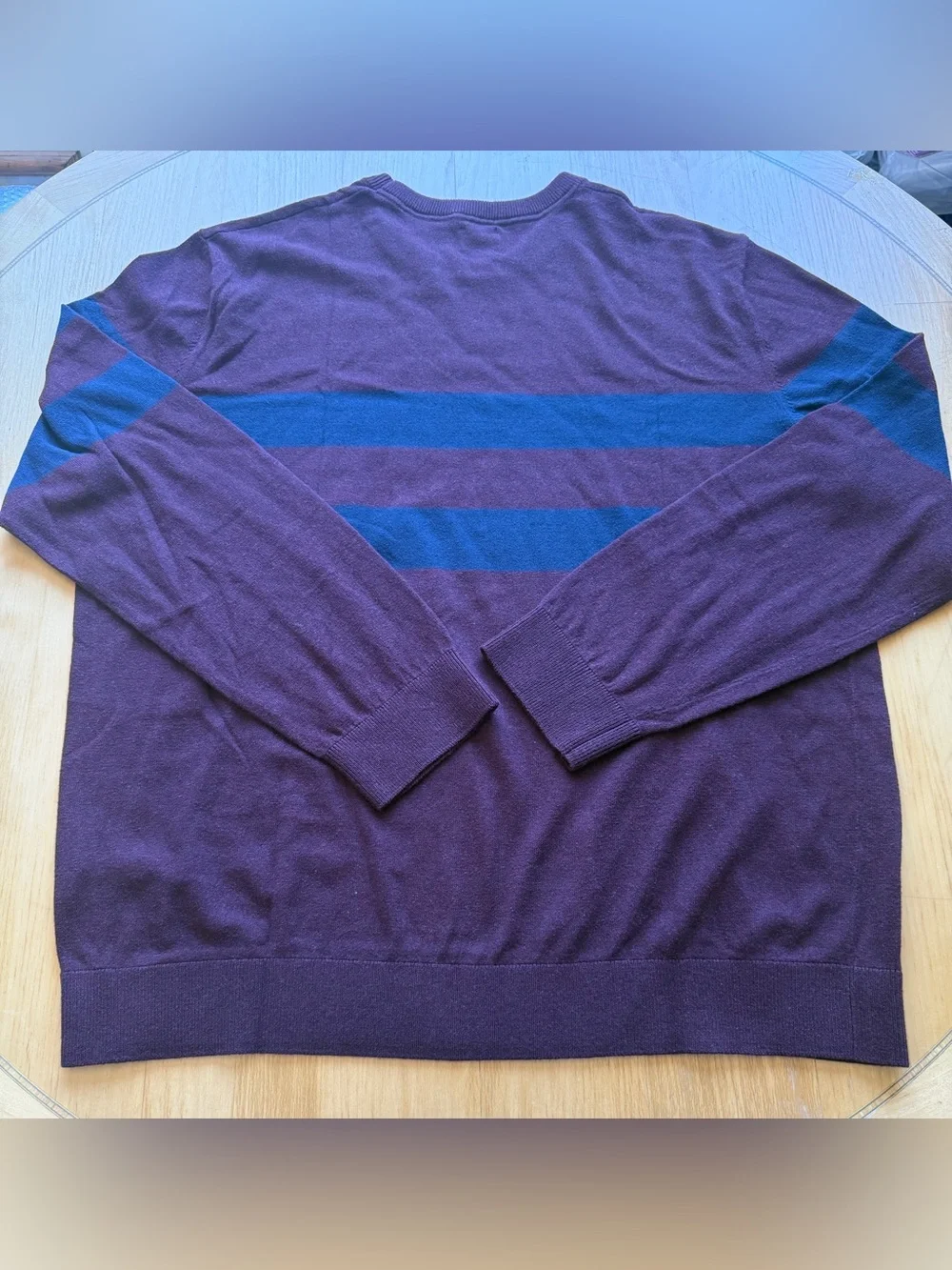 GAP Burgundy Navy Stripe Crewneck Sweater XL 100% Cotton Classic Men’s